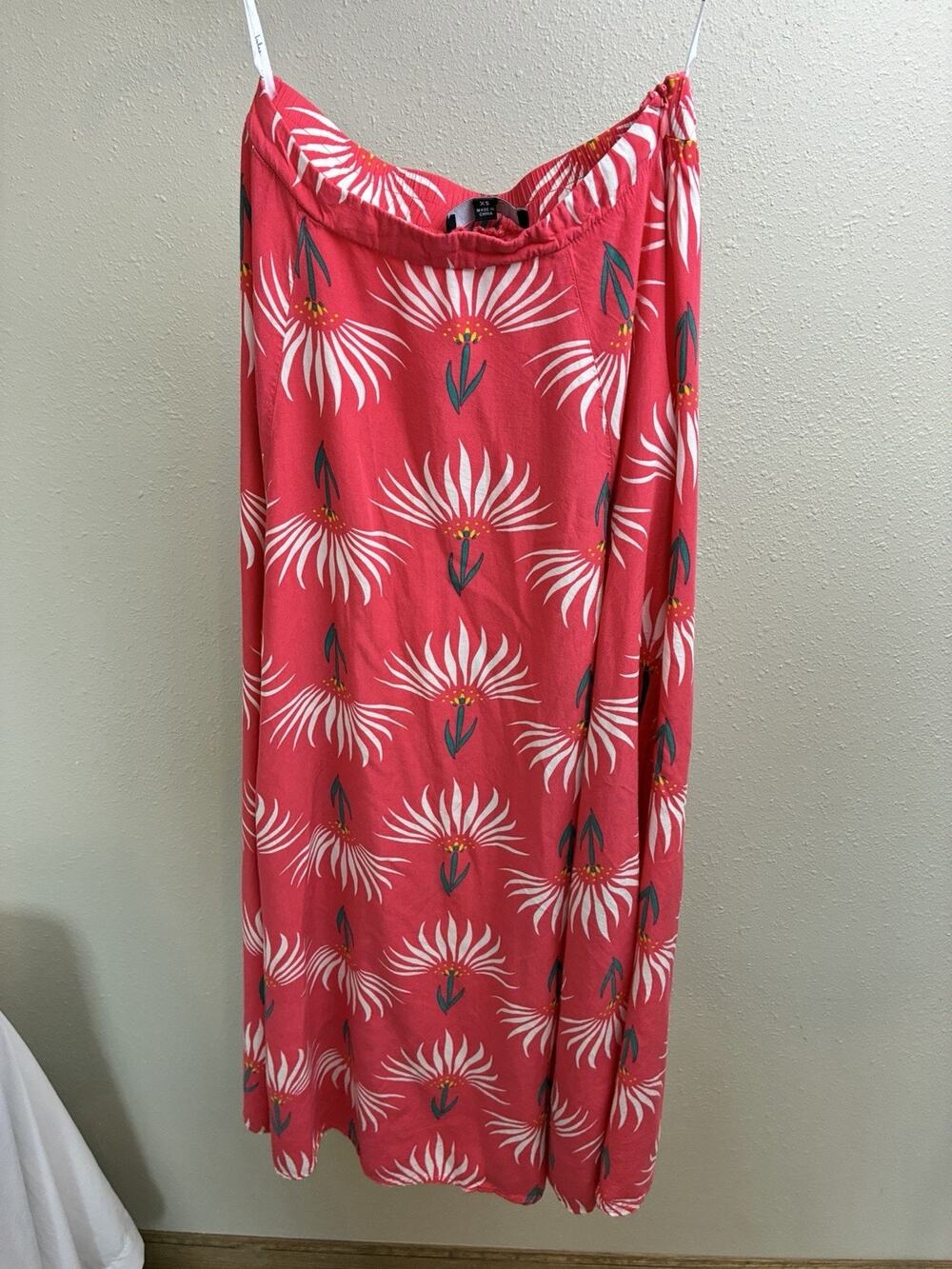 Lulu's XS Coral Pink Tropical Floral Wrap Maxi Skirt Beach Vacation Resort